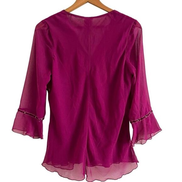 Faded Glory Y2K Babydoll Top Bell Sleeves Sz M Y2K Fairy Grunge Whimsigoth Sheer - Picture 2 of 11